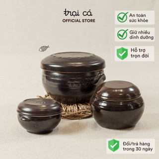 Hũ Gia Vị Gốm, Muối Dưa Cà Có Nắp Đậy TRẠI CÁ HOME Đồ Gia Dụng Nhà Bếp, Hàng Thủ Công Nhiều Cỡ