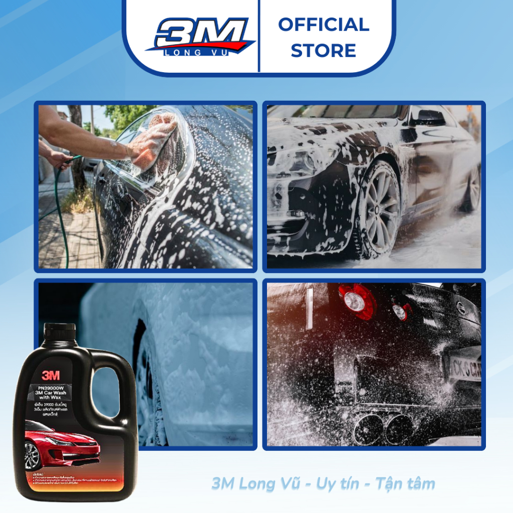 Xà bông rửa xe siêu bọt 3M Car Wash With Wax PN39000W- 1L