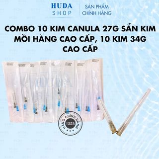[Chính hãng] Combo 10 kim cannula 27G sẵn kim mồi hàng cao cấp, 10 kim 34G cao cấp