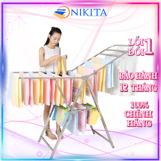 Giàn phơi, kệ phơi đồ Inox xếp gọn có bánh xe - Chính hãng NIKITA