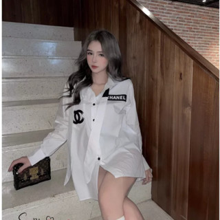Áo Sơ Mi Nữ Trắng Hàng Hiệu Siêu Hot <3 áo sơ mi nữ dài tay họa tiết hàng hiệu trending 2025 <3