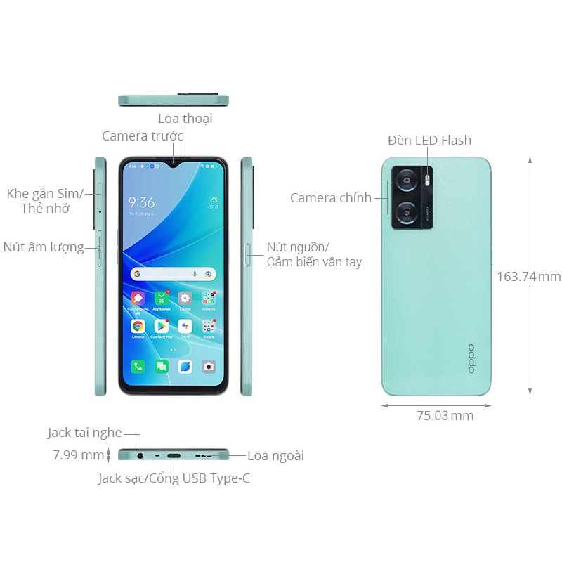 điện thoại Oppo-A57 2022 2sim ram 8/256G máy Chính Hãng, Cày game nặng siêu chất, Camera đẹp nét - TC 02 | BigBuy360 - bigbuy360.vn