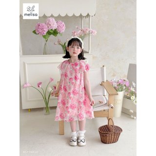 Vh2410 đầm mls hoa hồng bèo tay