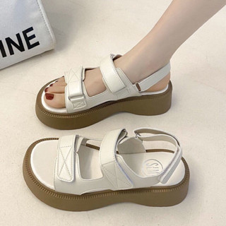 Dép sandal quai hậu nữ độn 3cm đế nâu 2 màu cao cấp