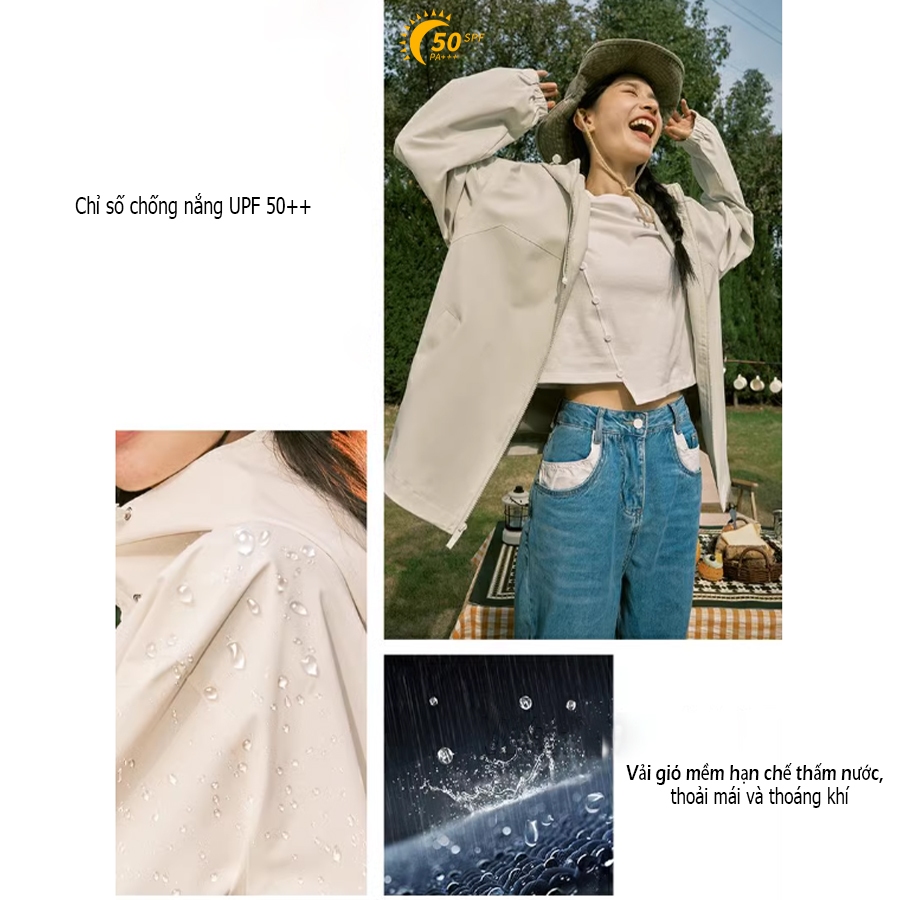 Áo Khoác Gió Nam Nữ Mũ Cao Cấp 2 Lớp PEABOO Chống Nước Chống Nắng Form Rộng Kiểu Dáng Unisex | BigBuy360 - bigbuy360.vn