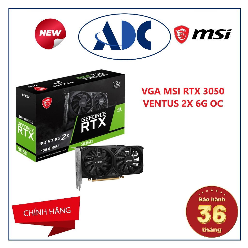 VGA MSI RTX 3050 VENTUS 2X 6G OC Mới - Hàng chính hãng