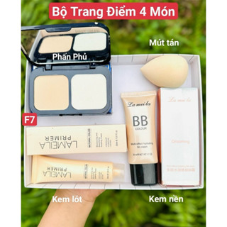 Bộ Trang Điểm/ Bộ Makuep Cơ Bản Cho Người Mới Tập Trang Điểm Gồm Kem Nền+Kem Lót + Mút Tán+ Phấn Phủ