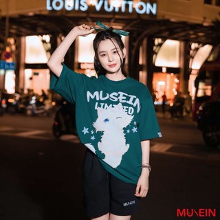 Áo Thun Tay Lỡ Unisex Cute Cat 100% Vải Cotton 2C 250GSM - Musein Brand Chính Hãng
