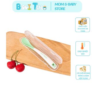Thìa Ăn Dặm Báo Nóng Cocobear Silicone  Cho Bé, Muỗng Ăn Dặm Báo Nóng  Màu Sắc Dễ Thương Giúp Bé Ăn Ngoan, Ngon Miệng