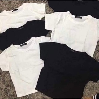 Áo Croptop Ngắn Tay Kiểu Dáng Basic Chất Thun Co Giãn