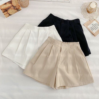 Quần đùi nữ ống rộng vải đũi cao cấp bigsize mặc nhà - Quần short đũi nữ cạp chun dễ mặc chất đẹp mát