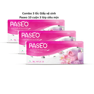 Combo 3 lốc Giấy vệ sinh Paseo 10 cuộn 3 lớp siêu mịn