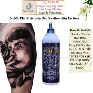 Nước pha mực Swallow Sơn Én ,nước pha đen xăm hình giúp tăng tông đen dễ bám mực -16oz