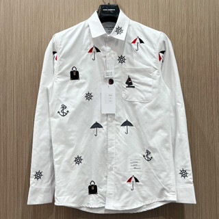 Hàng Cao Cấp!! Áo Sơ Mi Thom Browne Trắng Vải Oxford Họa Tiết