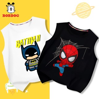 BST áo ba lỗ bé trai BOBDOG 2024, áo 3 lỗ chất cotton in hình người nhện người dơi cute cho bé