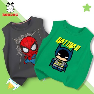 BST áo ba lỗ bé trai BOBDOG 2024, áo 3 lỗ chất cotton in hình người nhện người dơi cute  cho bé