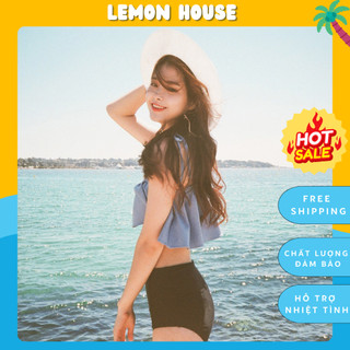 Bộ đồ bơi bikini 2 dây xanh dễ thương