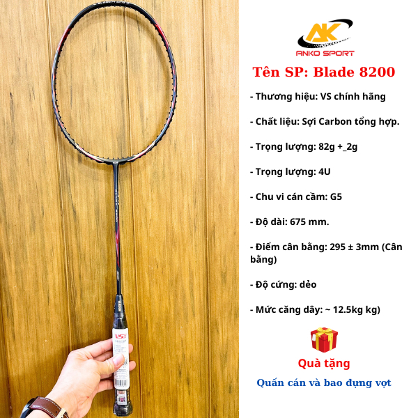 Vợt cầu lông VS Blade 8200,8300,7600,titan7 tặng cước căng 11kg tặng quấn cán bao đựng vợt cao cấp
