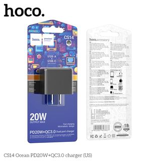 Củ Sạc Nhanh 2 Cổng Hoco CS14 OCEAN PD20W+QC3.0(Mỹ)