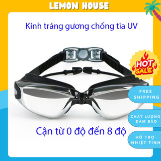 Kính bơi cận tráng gương, chống tia UV từ 0 độ đến 8 độ