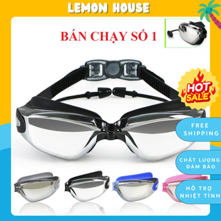 Kính bơi tráng gương cao cấp kèm hộp và bịt tai, chống tia UV thời trang trẻ trung