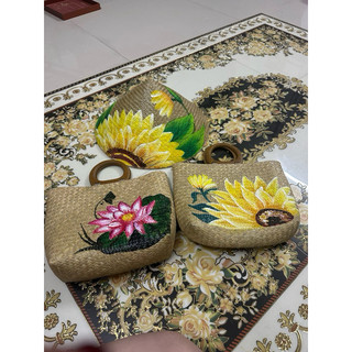 Combo nón và túi cỏ bàng