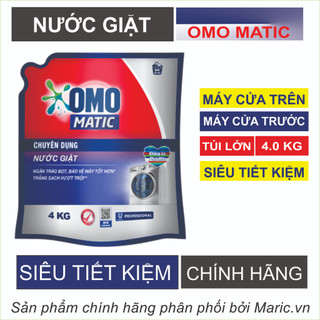 [TÚI LỚN] Nước giặt Omo túi lớn 4KG chuyên dụng cho máy cửa trước, cửa trên (Túi xanh) 4 kg