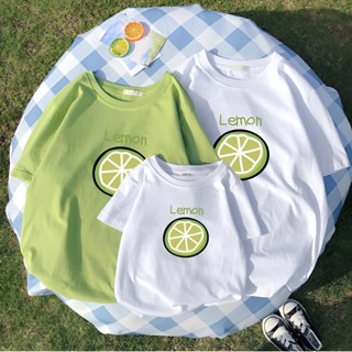 Áo gia đình 4 người thiết kế Lemon Chanh cổ tròn tay ngắn nhiều màu làm đồng phục mặc sang đẹp