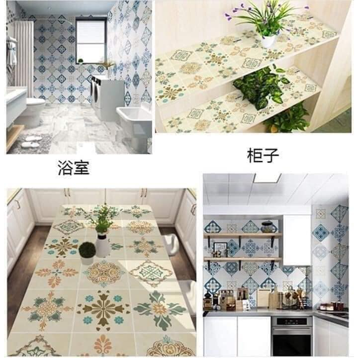 [SaLe 99%] Cuộn Giấy Dán Tường Phòng Hoạ Tiết, Dán Bếp Hoạ Tiết Loại 2M .[SCA]
