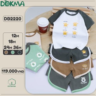 Bộ cộc tay cotton bé trai thể thao dokma db2220, db2232, dmb292