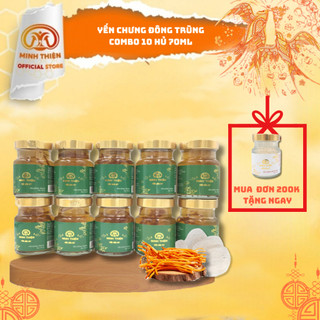 Combo 10 hũ yến chưng sẵn 25% yến thật - Yến chưng đông trùng hạ thảo Minh Thiện hũ 70ml