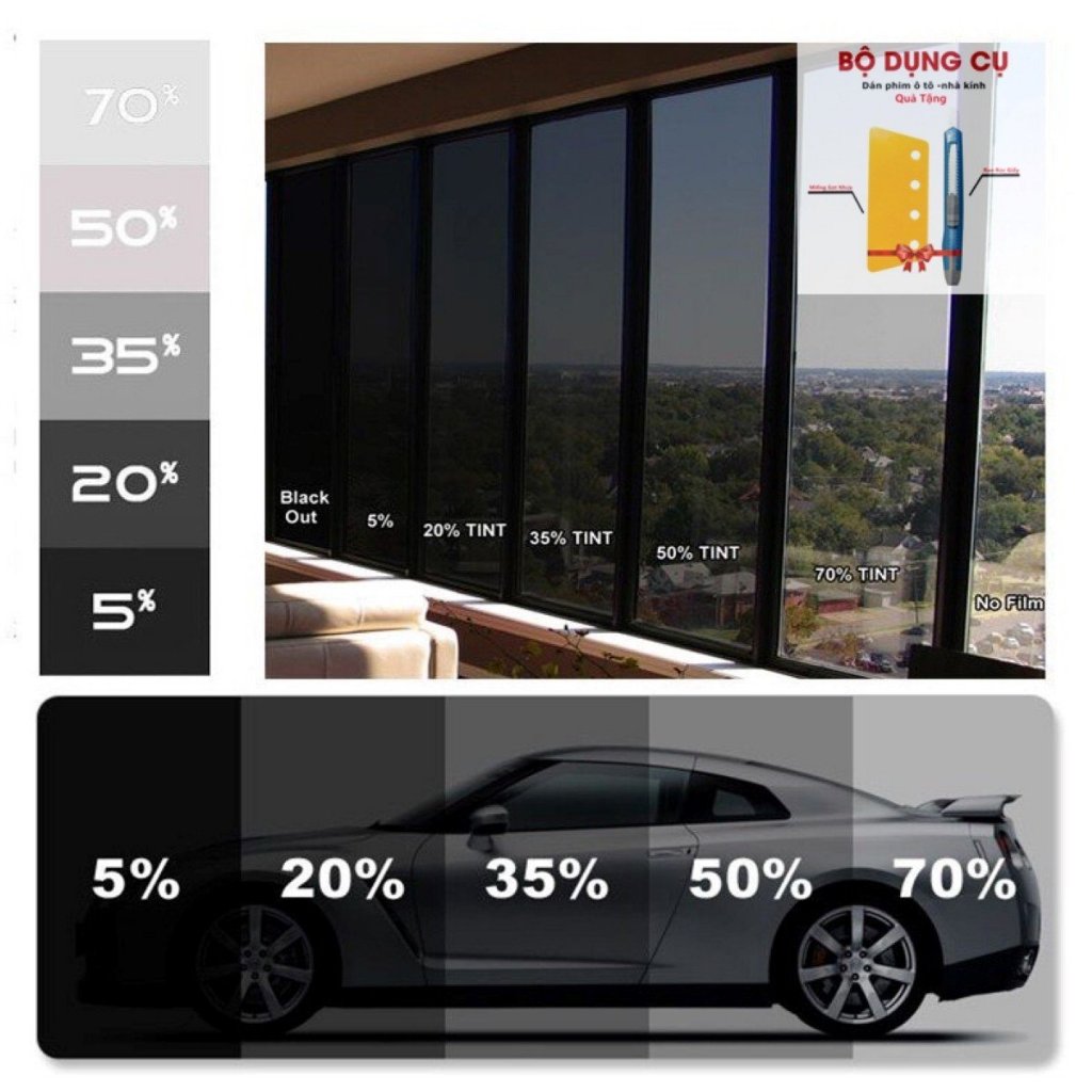 Gói tiêu chuẩn - Cắt theo xe 6-7 chỗ Combo phim cách nhiệt 3M chống nắng nóng, chống tia UV hiệu quả