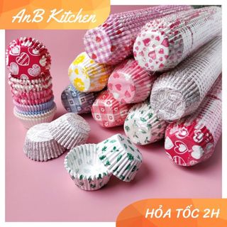Set 100 khuôn giấy mềm lót bánh cupcake, mochi, bánh bao, cup giấy, khuôn bánh cupcake, đế bánh tart nhiều màu sắc