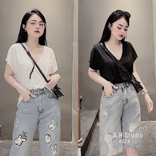 Áo thun cổ tim trơn - 274
