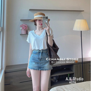 Áo thun cổ tim trơn - 274