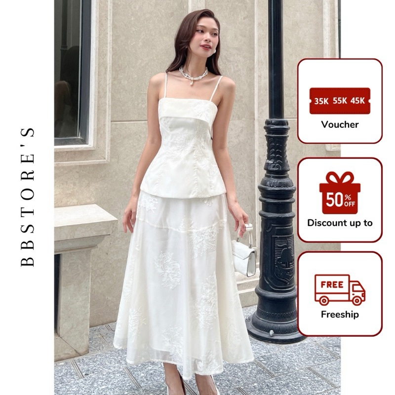 Pass/ Thanh lý SET váy áo màu be sáng BBSTORE