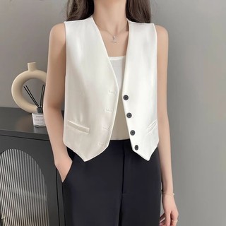 {2 màu Đen/Trắng} Áo gile vest xuất Hàn (có sẵn)