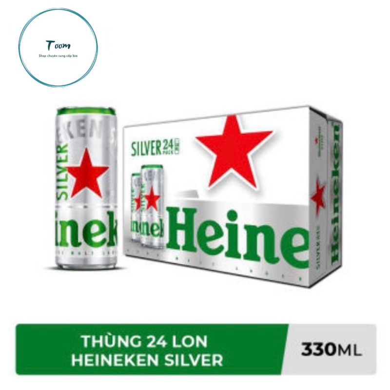 [1 thùng] Bia Heineken bạc lon 330ml