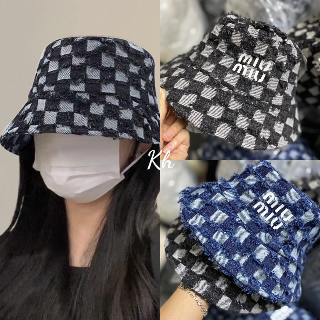 Mũ bucket jean Denim nữ họa tiết MIU nón tròn hiện đại phong cách trẻ trung Hàn Quốc - M02