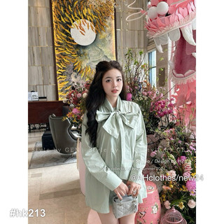 [ ẢNH THẬT ] VÁY ÁO SƠ MI THẮT NƠ CỔ THÔ HÀN VASMTN