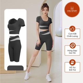 Bộ quần áo tập gym nữ phối 2 màu 💖 𝑭𝑹𝑬𝑬𝑺𝑯𝑰𝑷 💖 đồ tập yoga aerobic nữ có tay chất đẹp- NG08