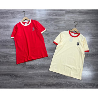Áo thun New era x Mlb chính hãng, logo B ,2 màu kem , đỏ