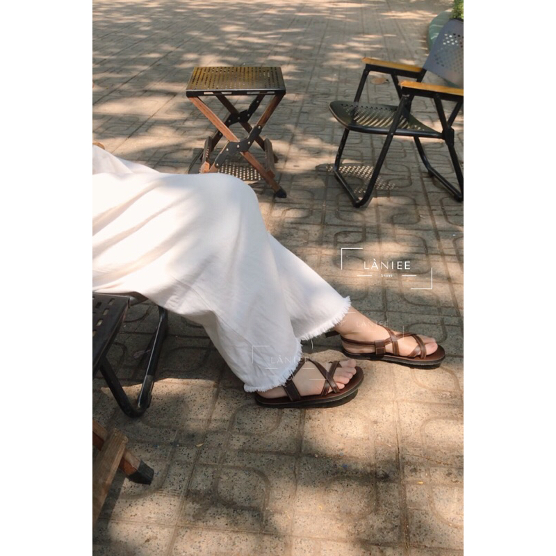 Giày sandal nữ Làniee quai dây chéo 5 màu BE KEM VÀNG, TRẮNG, NÂU, ĐEN, CAM GẠCH - LNT08