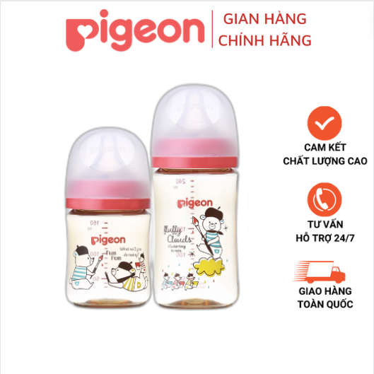 Bình Sữa Pigeon ĐỎ Nội Địa Nhật Thế Hệ 3 Mới ĐỦ SIZE 160ml 240ml