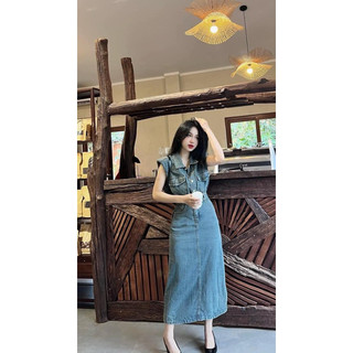 VÁY JEAN  TAY HẾN DÁNG DÀI hàng loại 1 quảng châu ạ