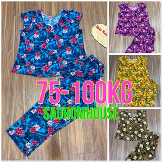 Đồ bộ trung niên thun lạnh bigsize quần dài 7, 8 : 79 - 100kg size đại nhiều hoa