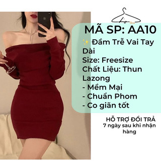 Đầm Trễ Vai Tay Dài Thun Lazong Mềm Mại, Phù Hợp Đi Tiệc Đi Chơi