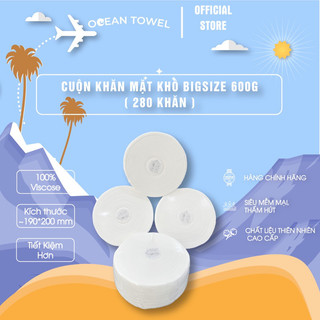 (280 Khăn) Cuộn Khăn Lau Mặt Dùng 1 Lần, Giấy Chuyên Dụng Lau Mặt Spa 100% Cotton Tiết Kiệm Đa Năng Loại To 600Gram