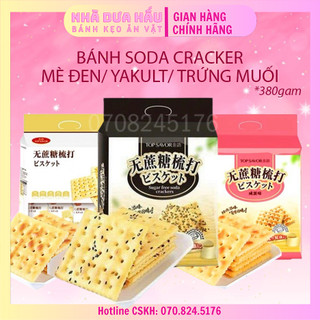 Bánh ăn kiêng soda cracker vị mè đen/ yakult/ trứng muối 380g - ăn vặt healthy ngon bổ rẻ