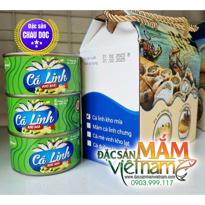 Cá Linh kho mía (6hủ/hộp giấy)